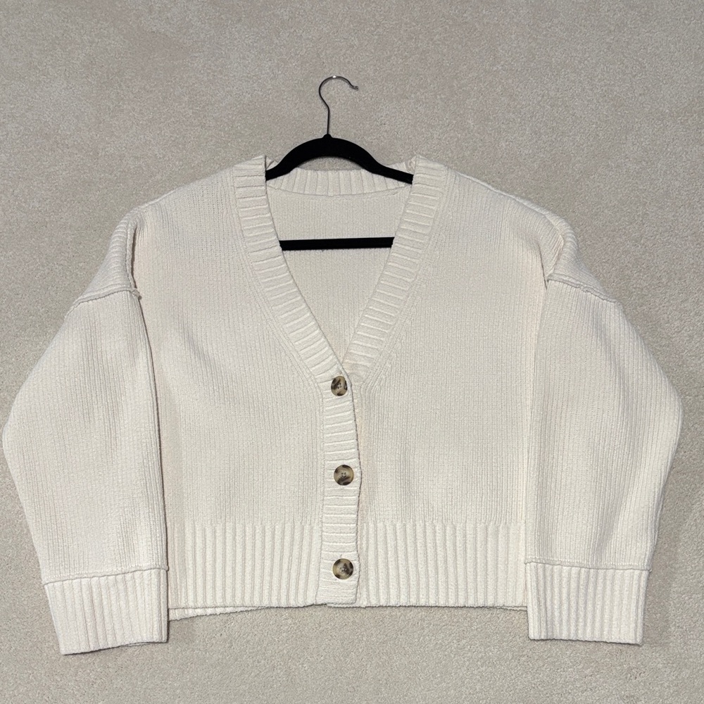 Abercrombie & Fitch Cream Button-Up Cardigan